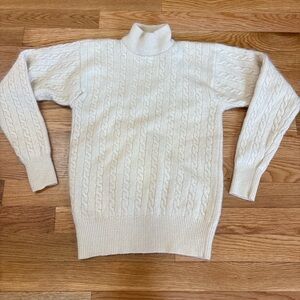 Charter Club Women's Cream Cable Knit Turtleneck Sweater